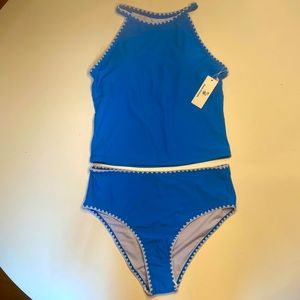 NWT Womens royal blue tankini with white trim, size XL